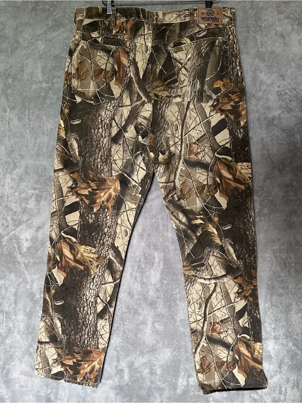 Wrangler Realtree-Style Camo Chinos in Brown & Green